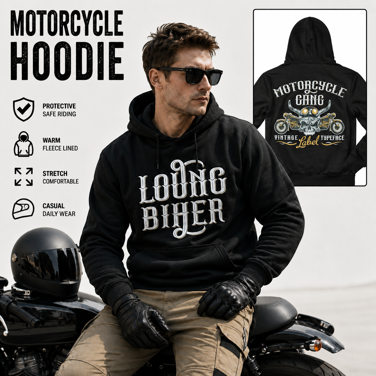 Motorcycle Gear Hoodie - LOONG BIKER Men Women Motorcycle Hoodie